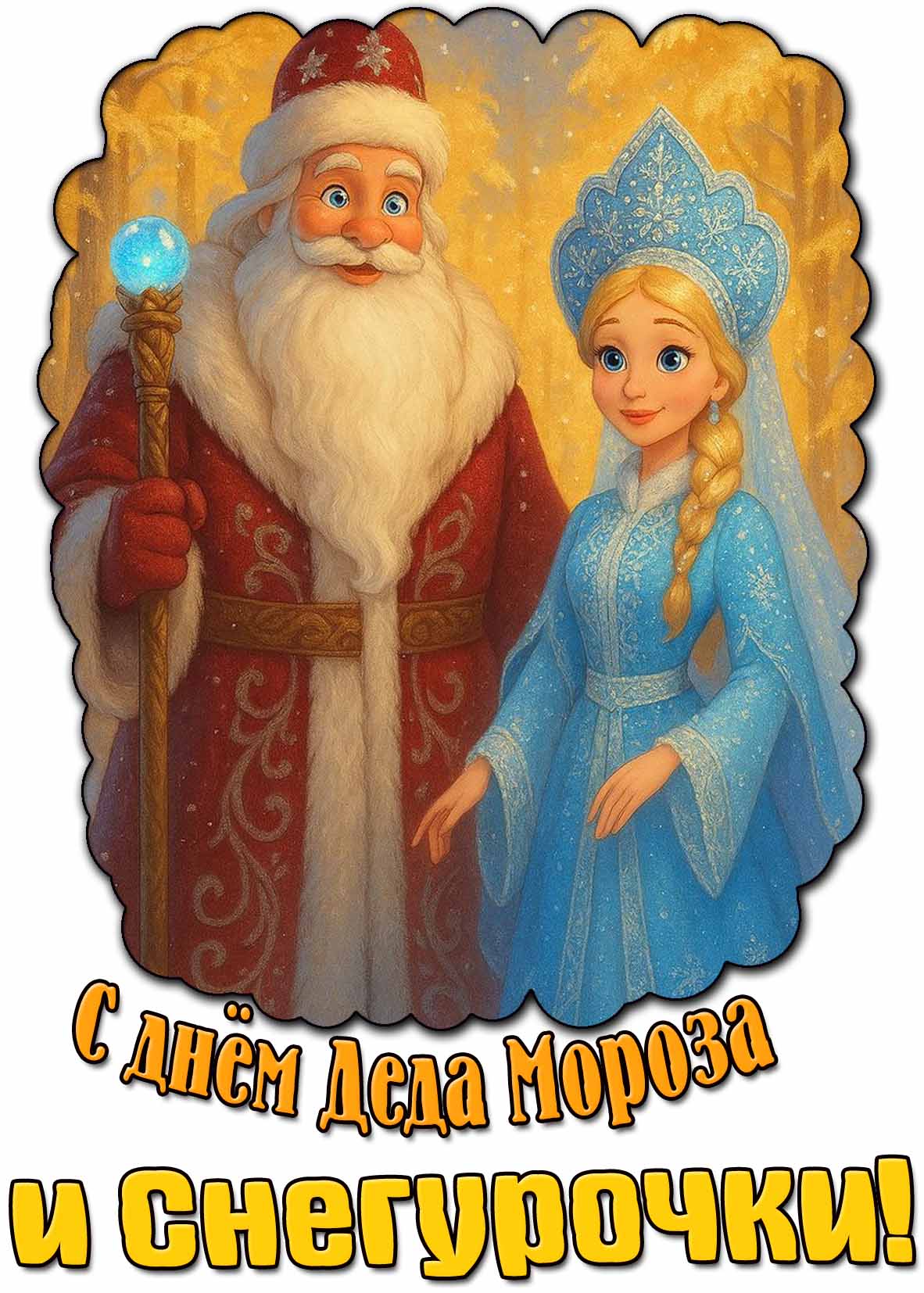 С днём Деда Мороза и Снегурочки! - открытка для детей