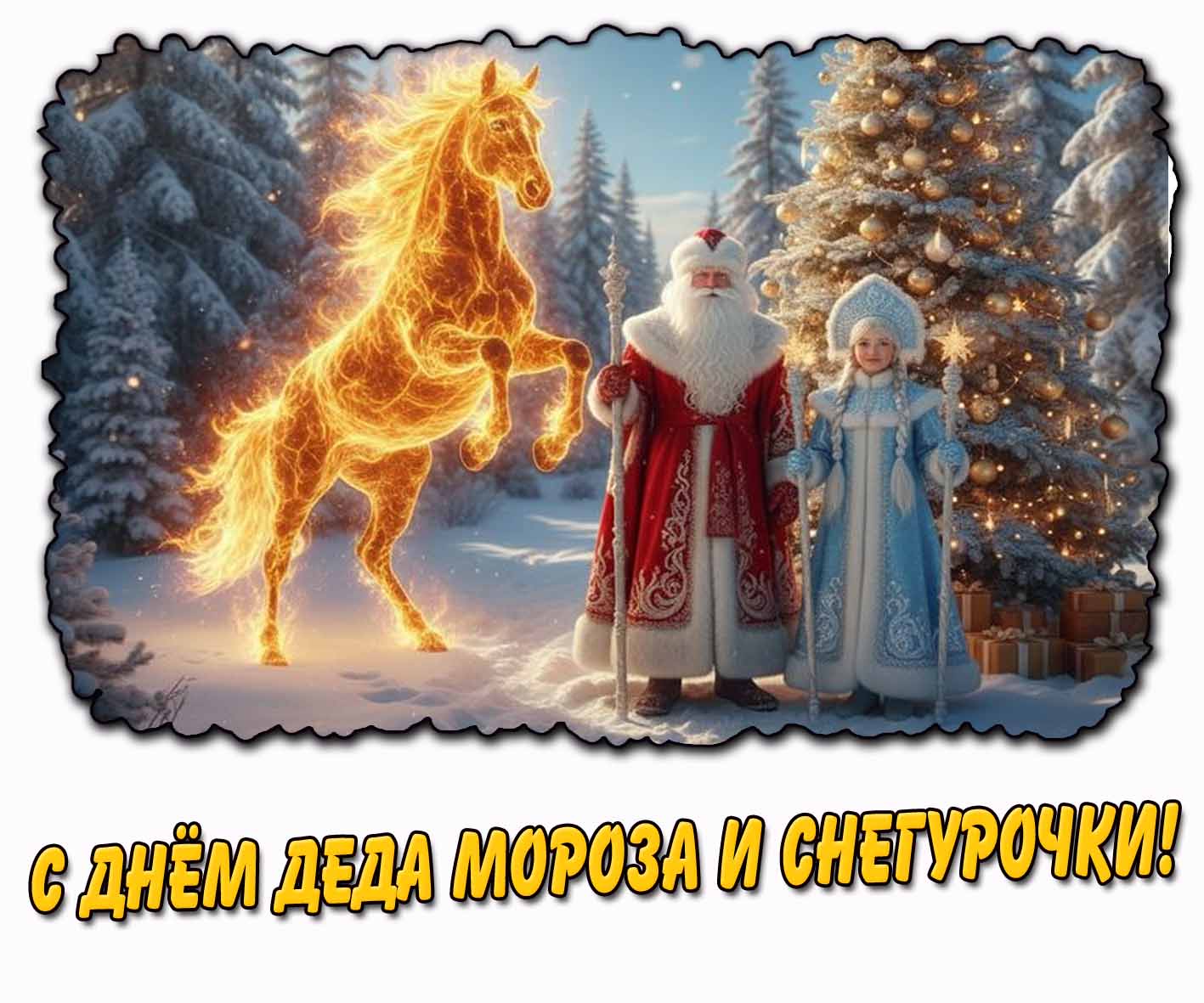 С днём Деда Мороза и Снегурочки! - картинка с огненной лошадью