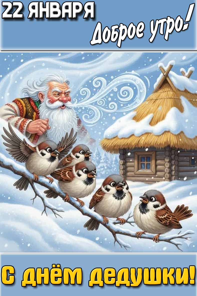 Открытка "22 января доброе утро! С днём дедушки!"