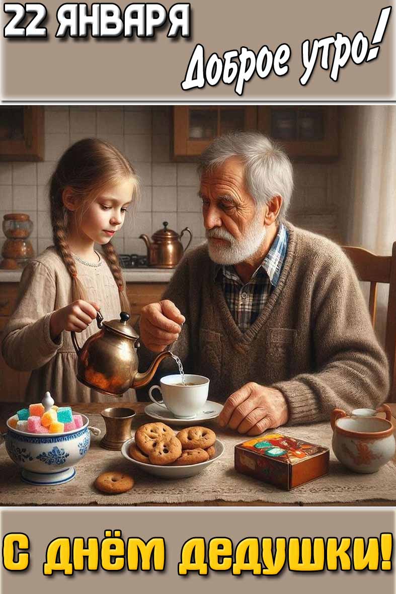 Картинка "22 января доброе утро! С днём дедушки!"