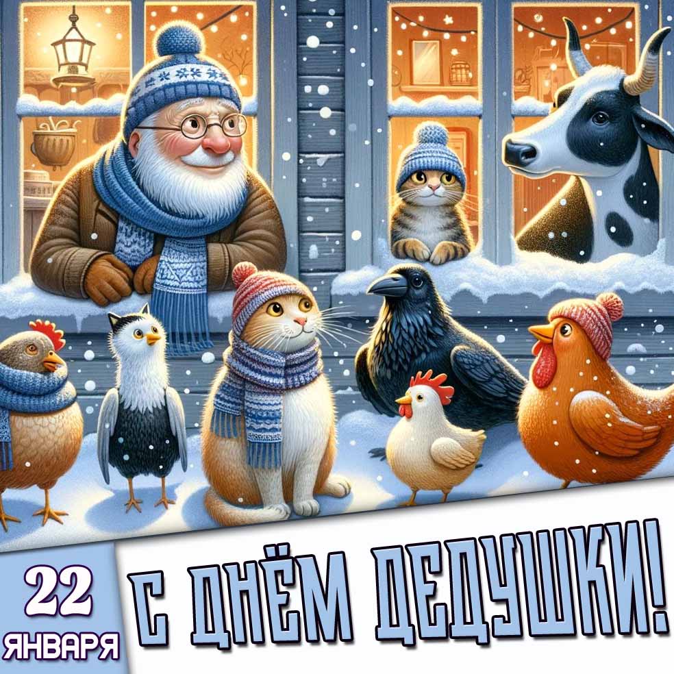 Открытка 22 января - с днём дедушки!