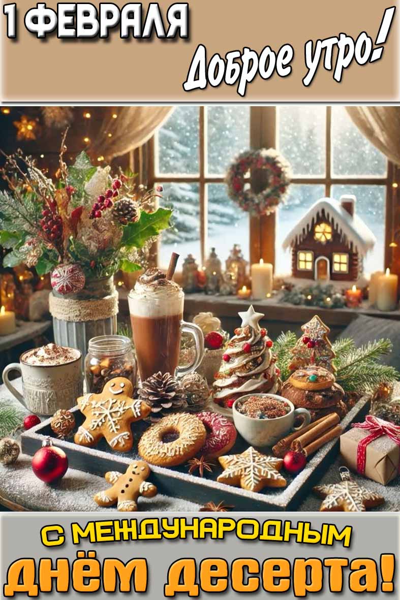 Картинка "1 февраля доброе утро! С Международным днём десерта!"