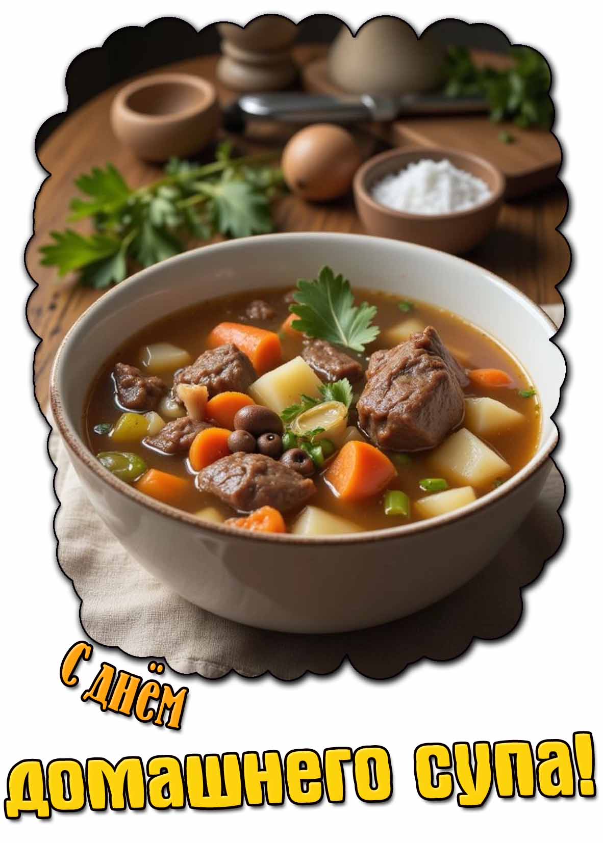С днём домашнего супа! - наваристая открытка