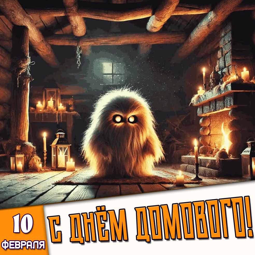Картинка 10 февраля - с днём домового!