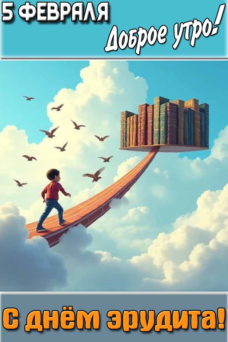 Креативная картинка "5 февраля доброе утро! С днём эрудита!"
