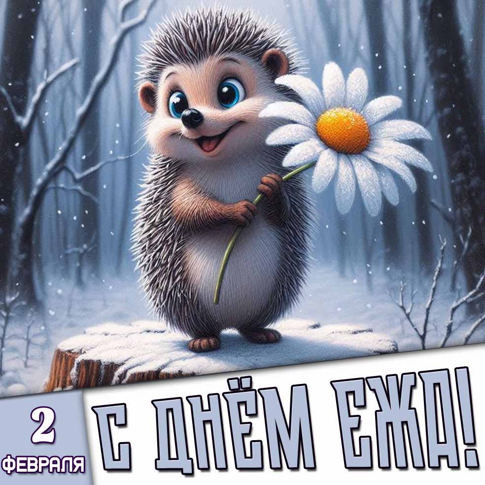 Картинка 2 февраля - с днём ежа!