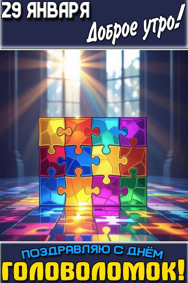 Картинка "29 января доброе утро! Поздравляю с днём головоломок!"