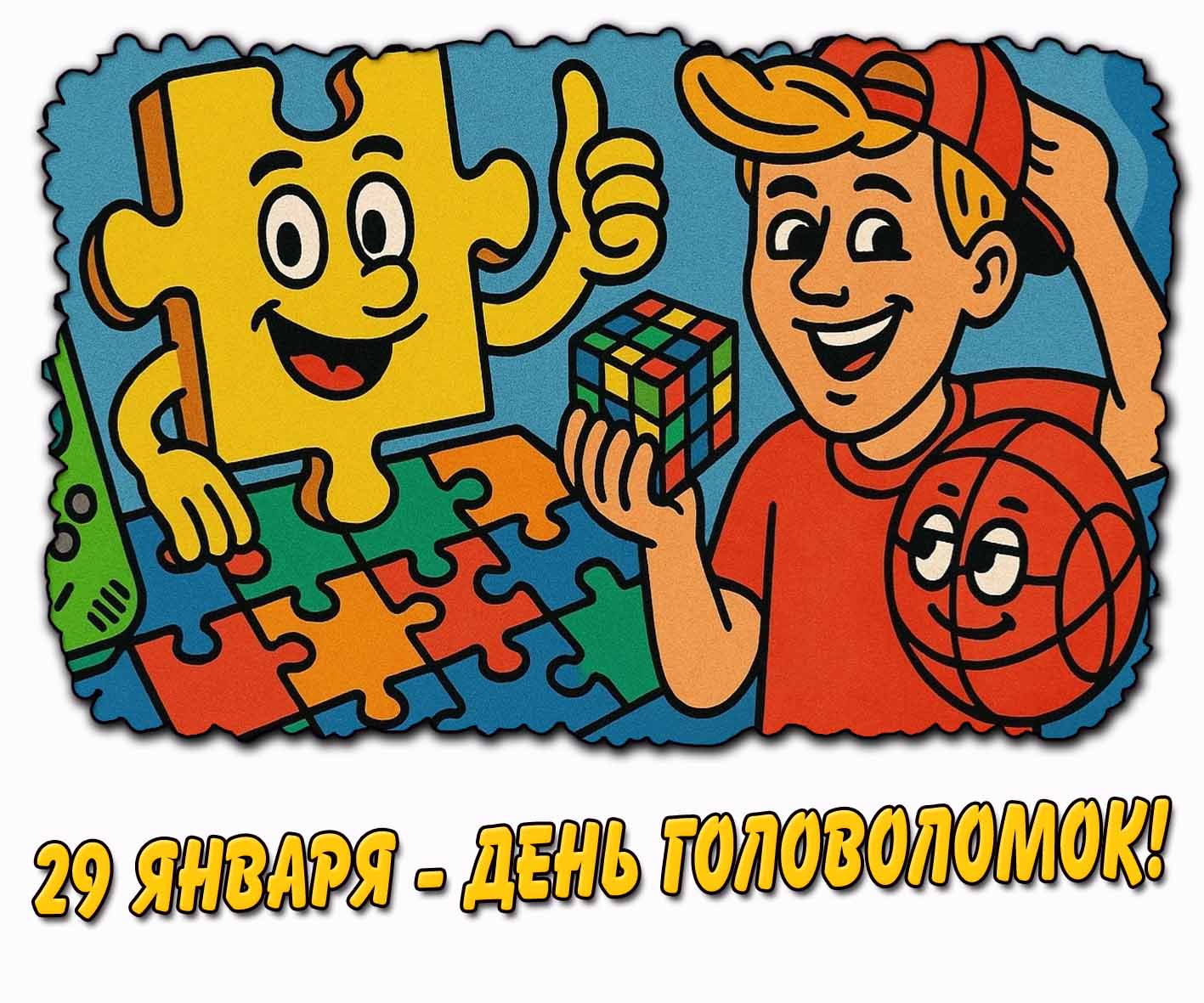 Прикольная открытка 29 января - день головоломок!