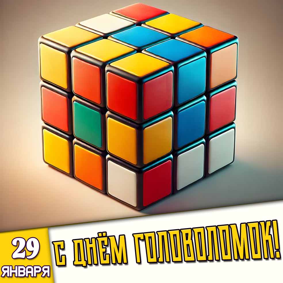 Открытка 29 января - с днём головоломок!