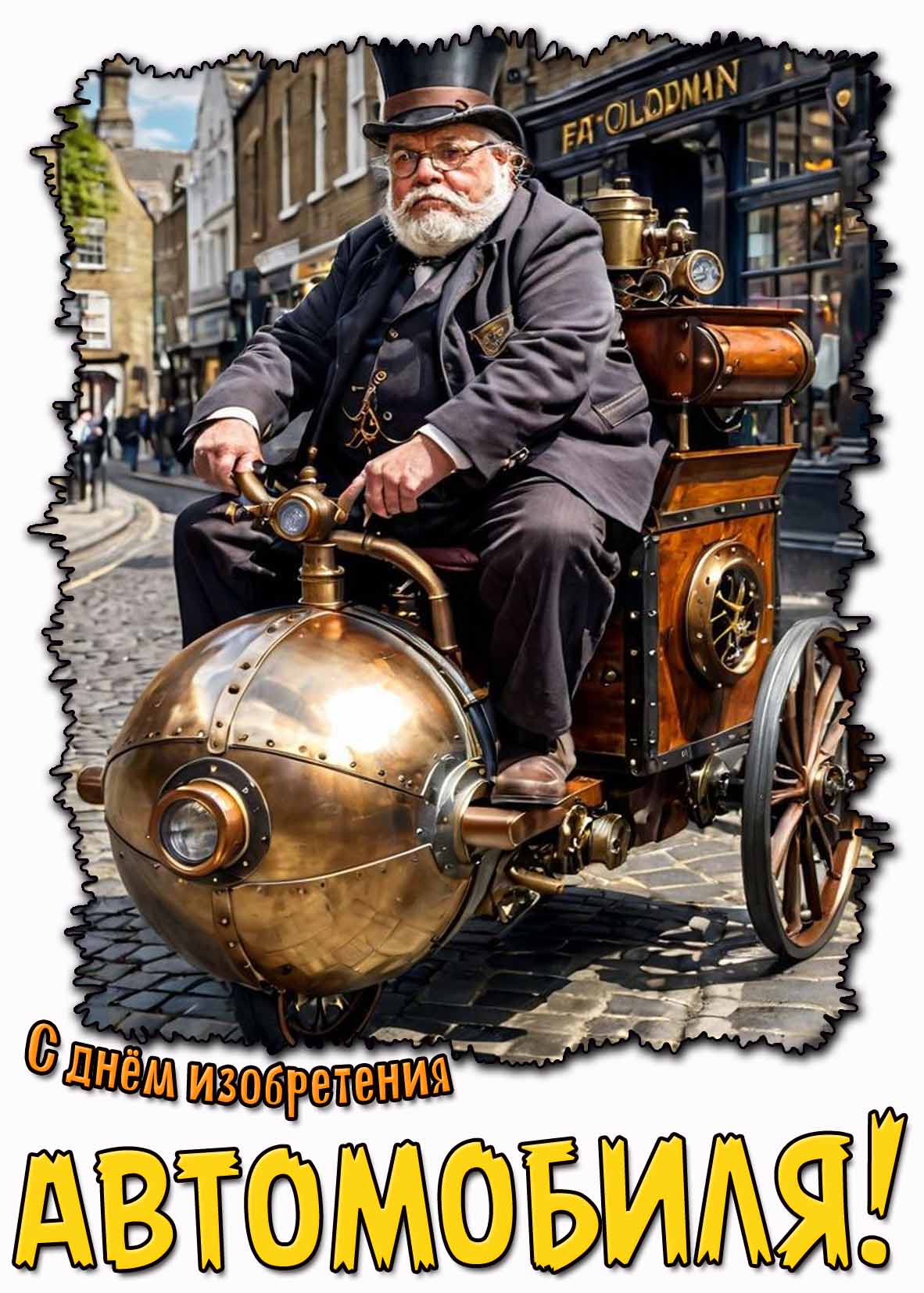 Красивая открытка с днём изобретения автомобиля