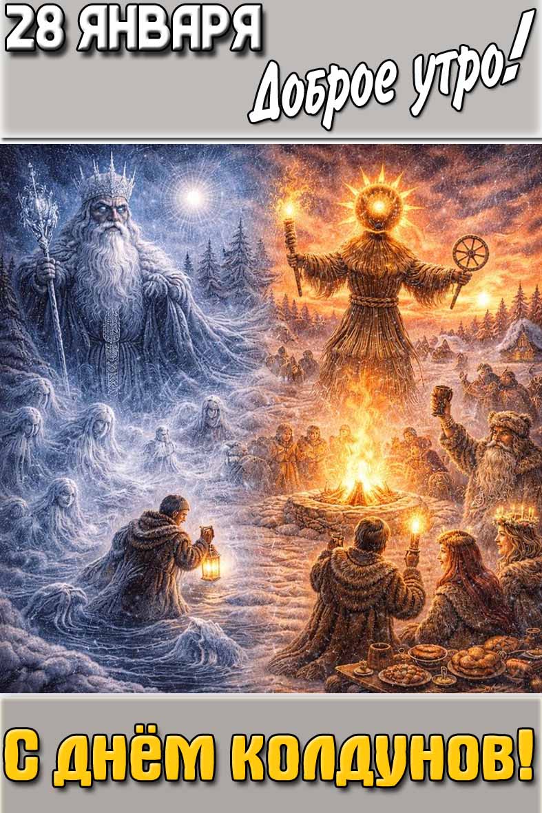 Картинка "28 января доброе утро! С днём колдунов!"