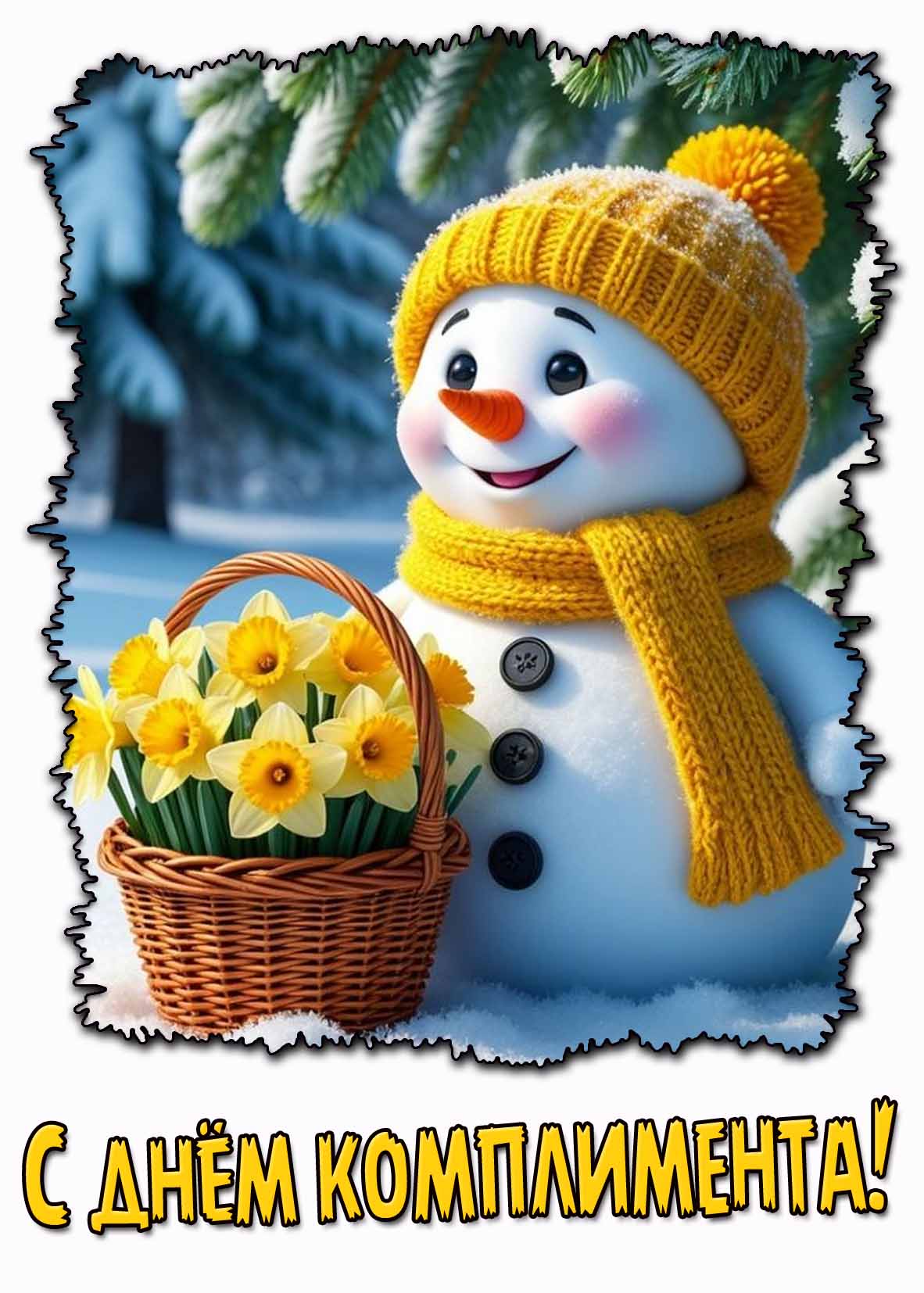 Прикольная зимняя картинка с днём комплимента