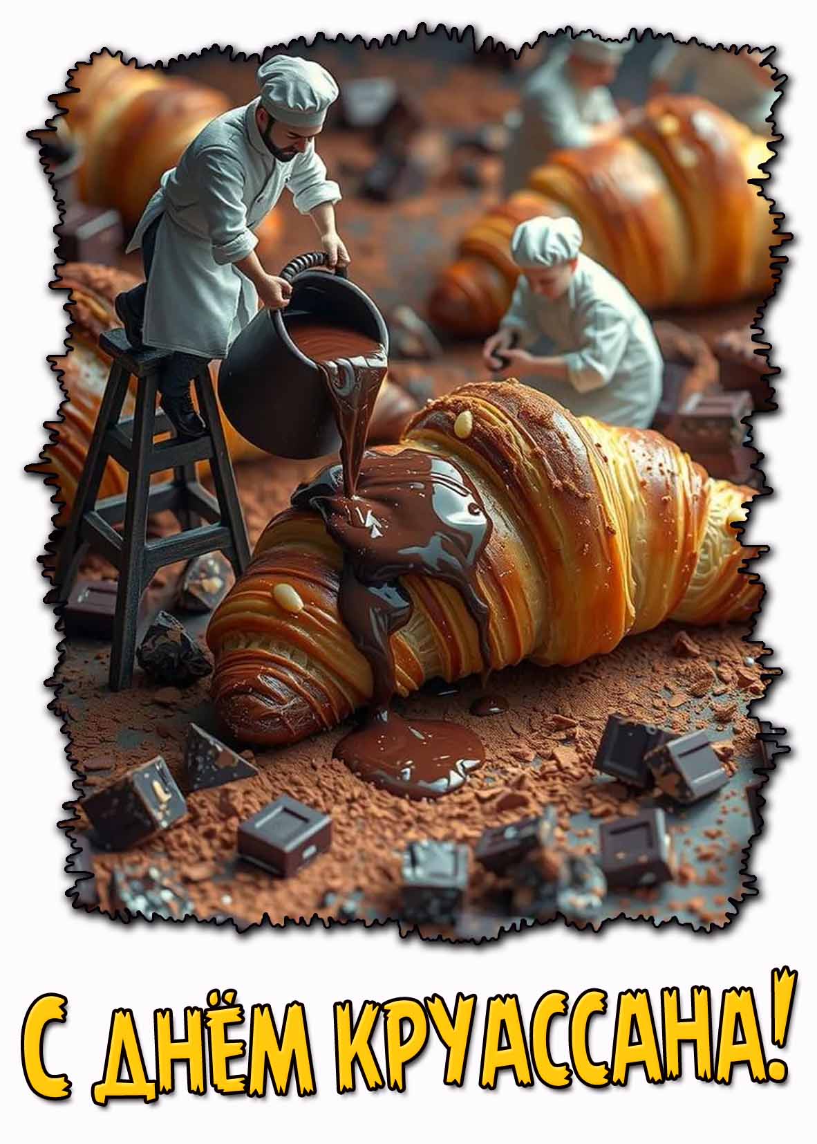 Креативная открытка с днём круассана