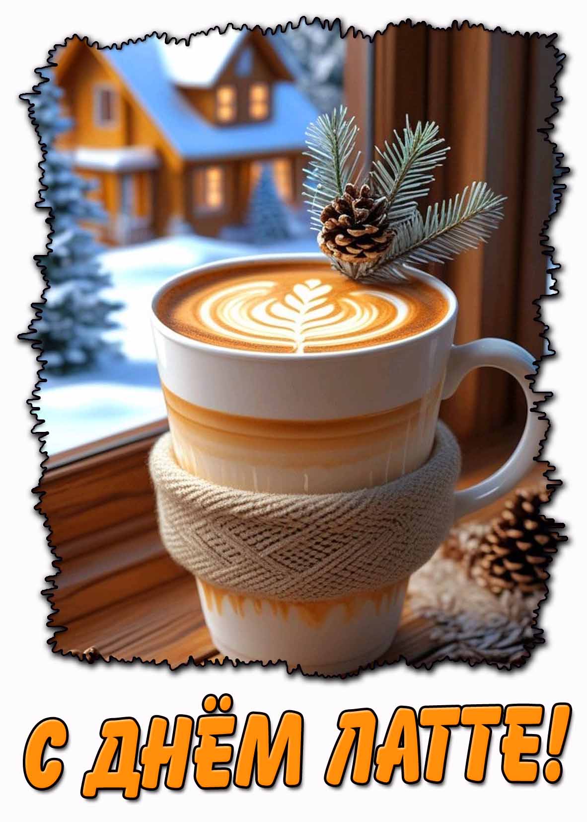 Красивая открытка с днём латте