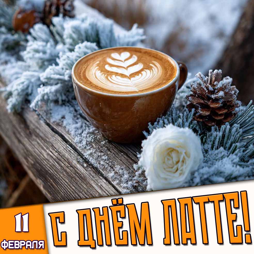 Открытка 11 февраля - с днём латте!