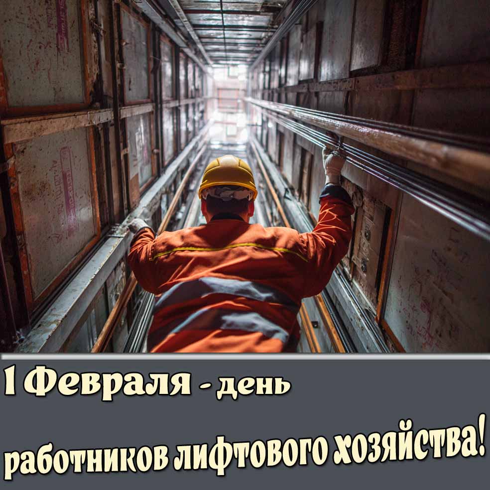 Открытка 1 февраля - день работников лифтового хозяйства!