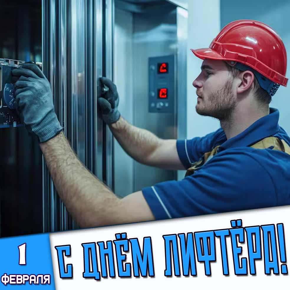 Открытка 1 февраля - с днём лифтёра!