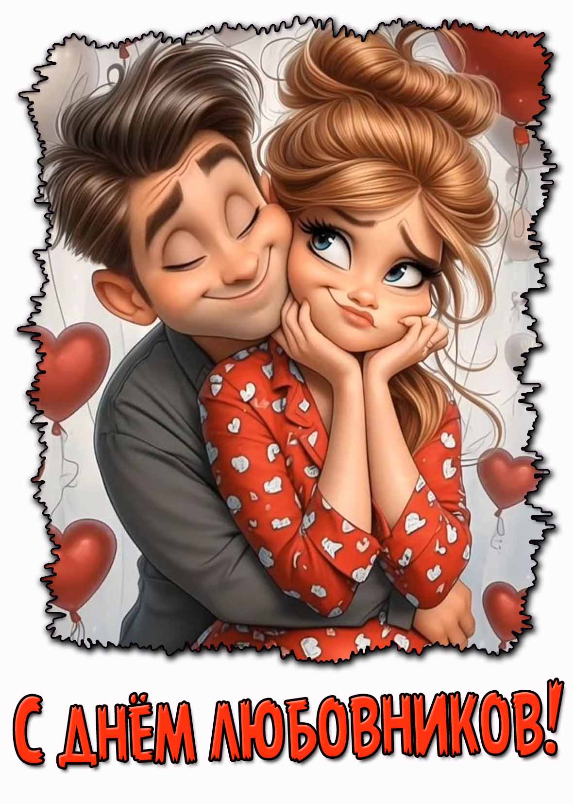 Прикольная мультяшная картинка с днём любовников