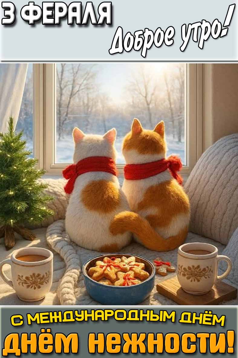 Открытка "3 февраля доброе утро! С Международным днём нежности!"