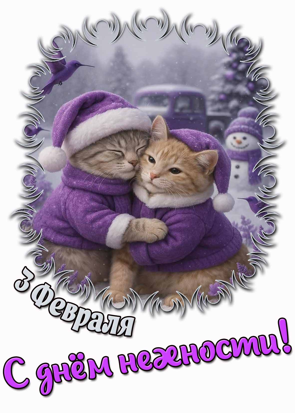 Открытка 3 февраля - с днём нежности!