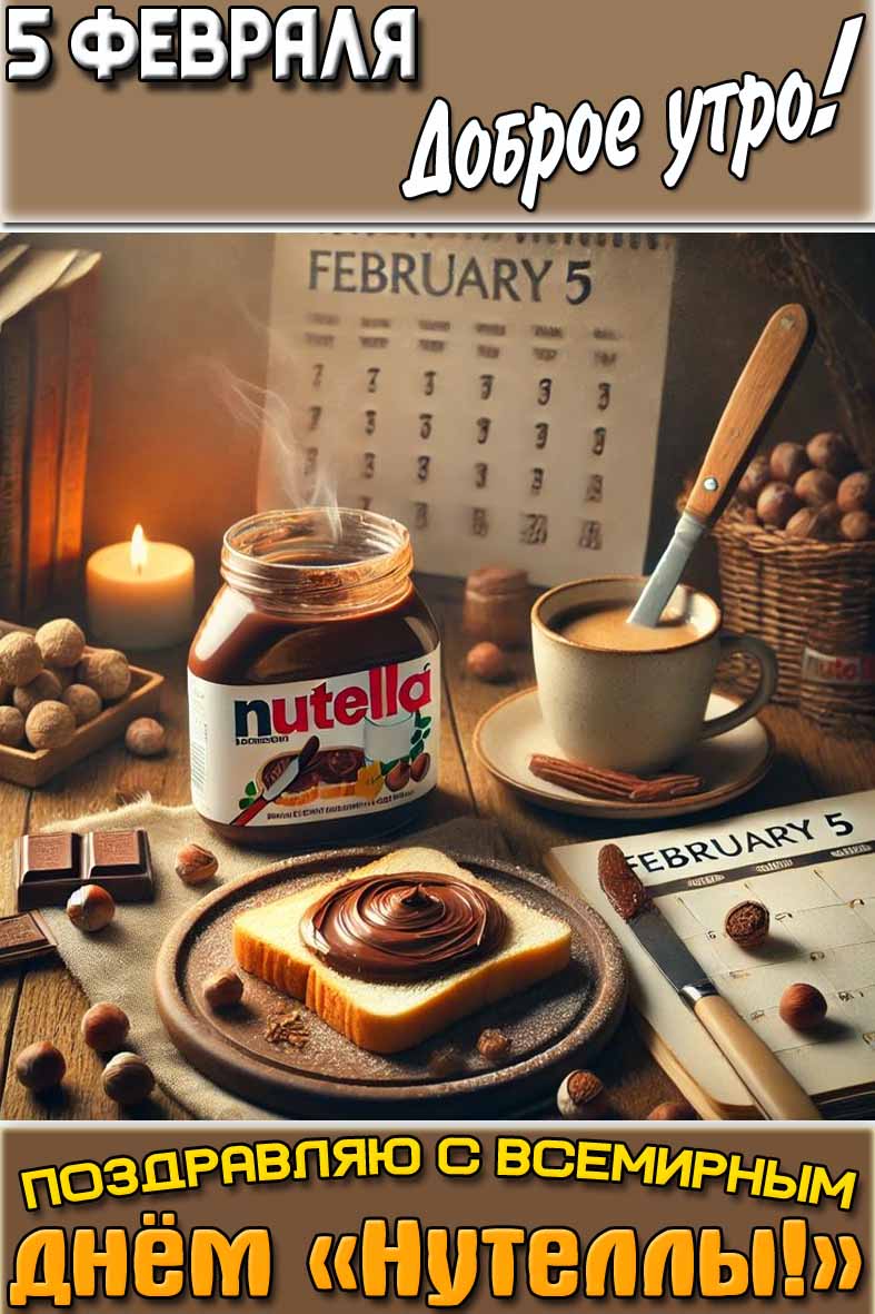 Картинка "5 февраля доброе утро! Поздравляю с Всемирным днём «Нутеллы!»"