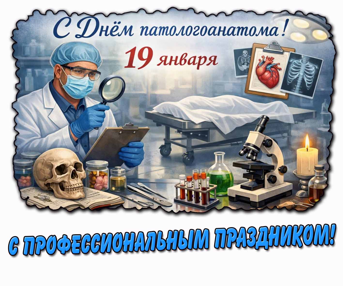 Открытка "С днём патологоанатома! С профессиональным праздником!" - 19 января