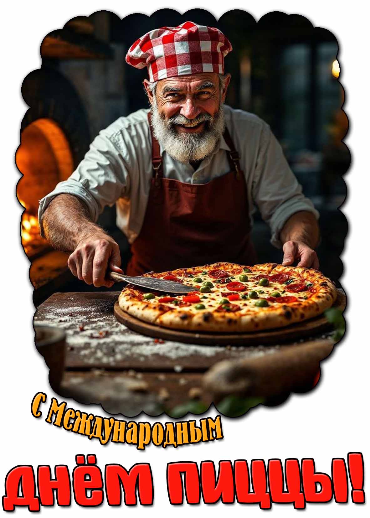С Международным днём пиццы! - открытка