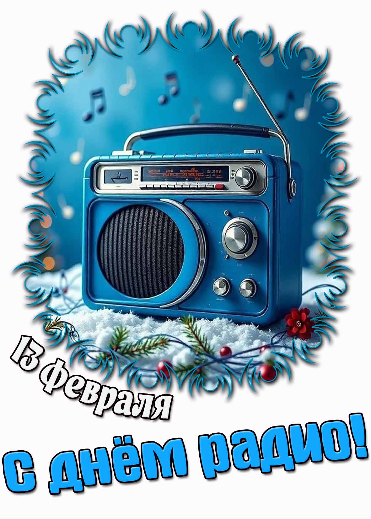 Открытка 13 февраля - с днём радио!
