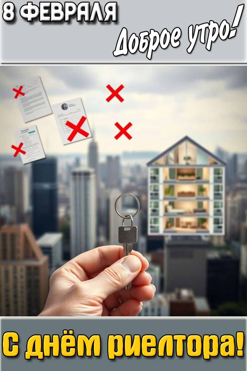 Открытка "8 февраля доброе утро! С днём риелтора!"