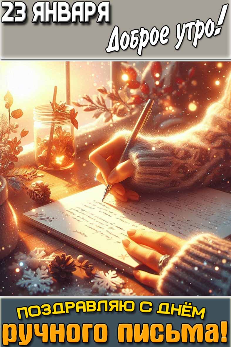 Открытка "23 января доброе утро! Поздравляю с днём ручного письма!"