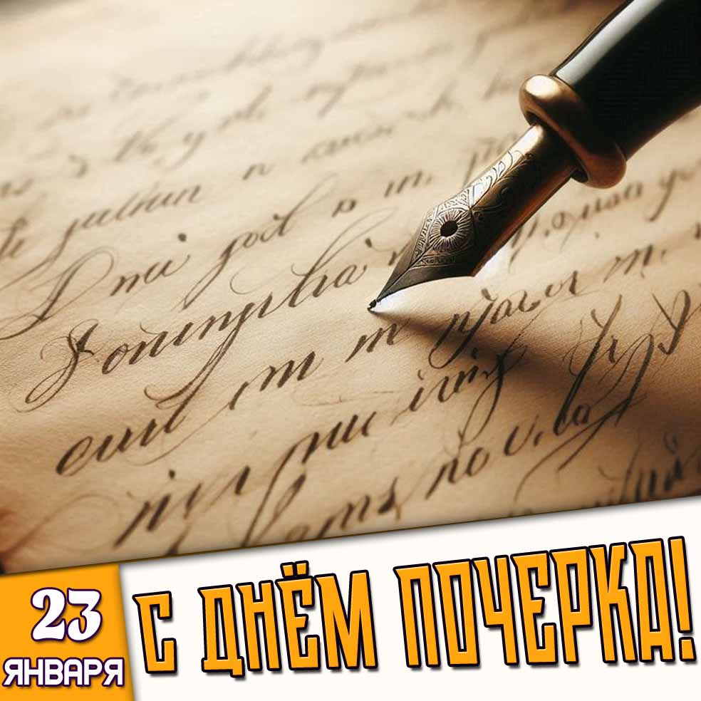 Открытка 23 января - с днём почерка!