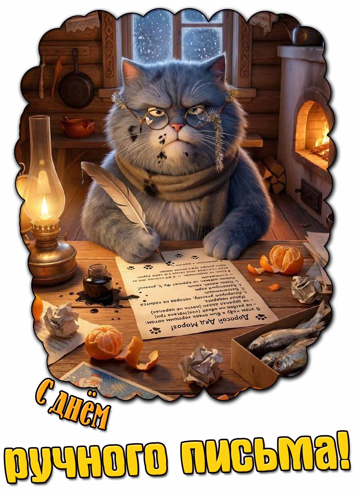 Смешная открытка с днём ручного письма