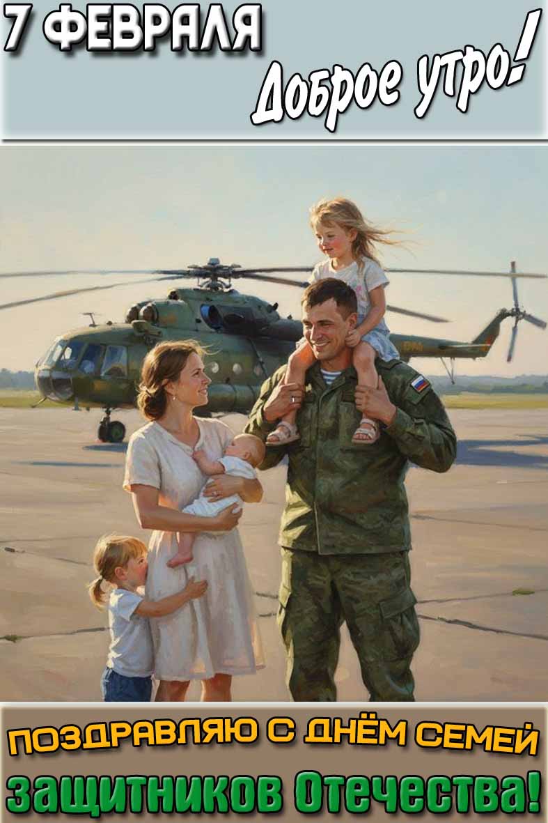 Картинка "7 февраля доброе утро! Поздравляю с днём семей защитников Отечества!"