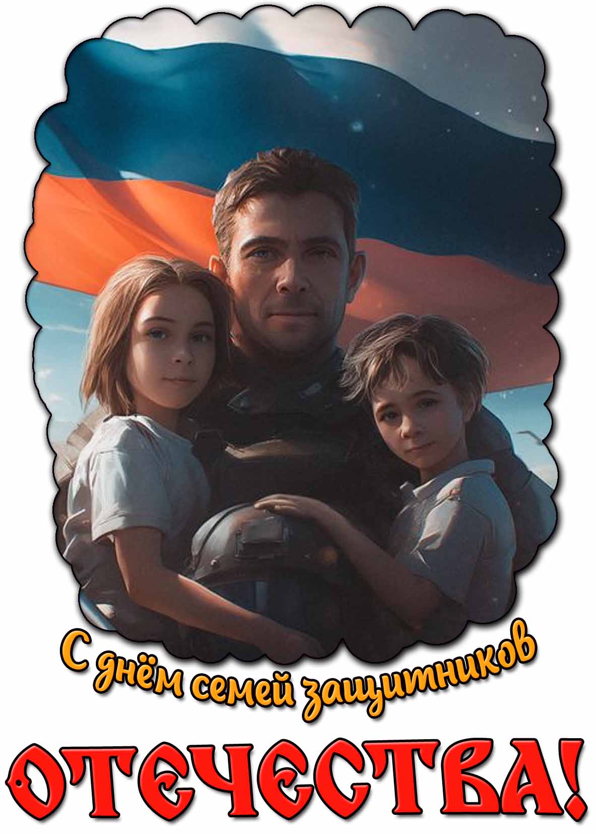 Патриотическая открытка с днём семей защитников Отечества