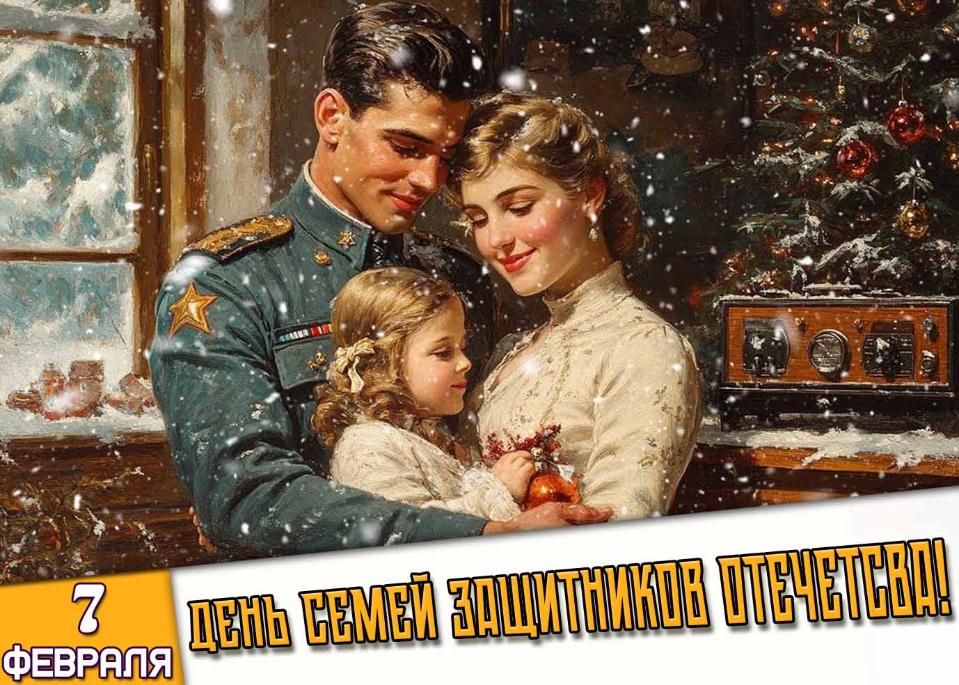 Открытка 7 февраля - день семей защитников Отечества!