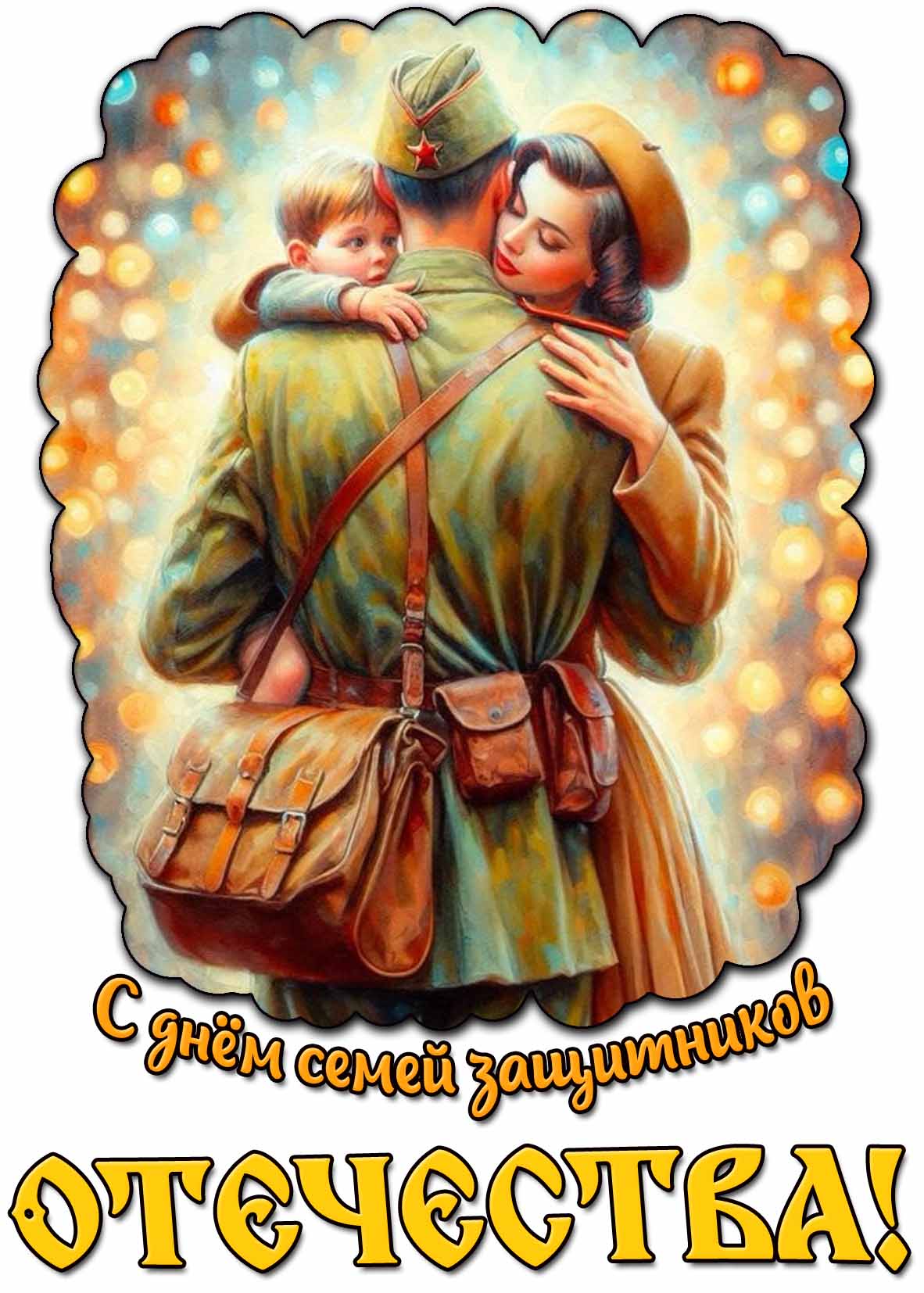 Красивая открытка с днём семей защитников Отечества