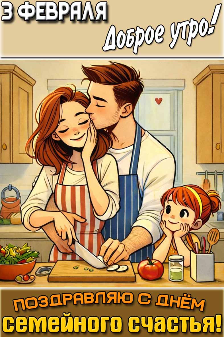 Картинка "3 февраля доброе утро! Поздравляю с днём семейного счастья!"