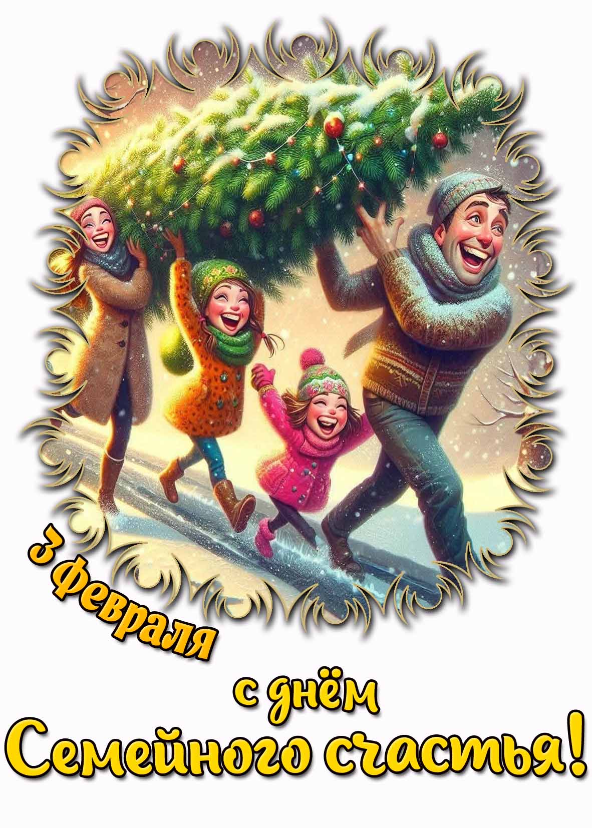 Смешная открытка с днём семейного счастья