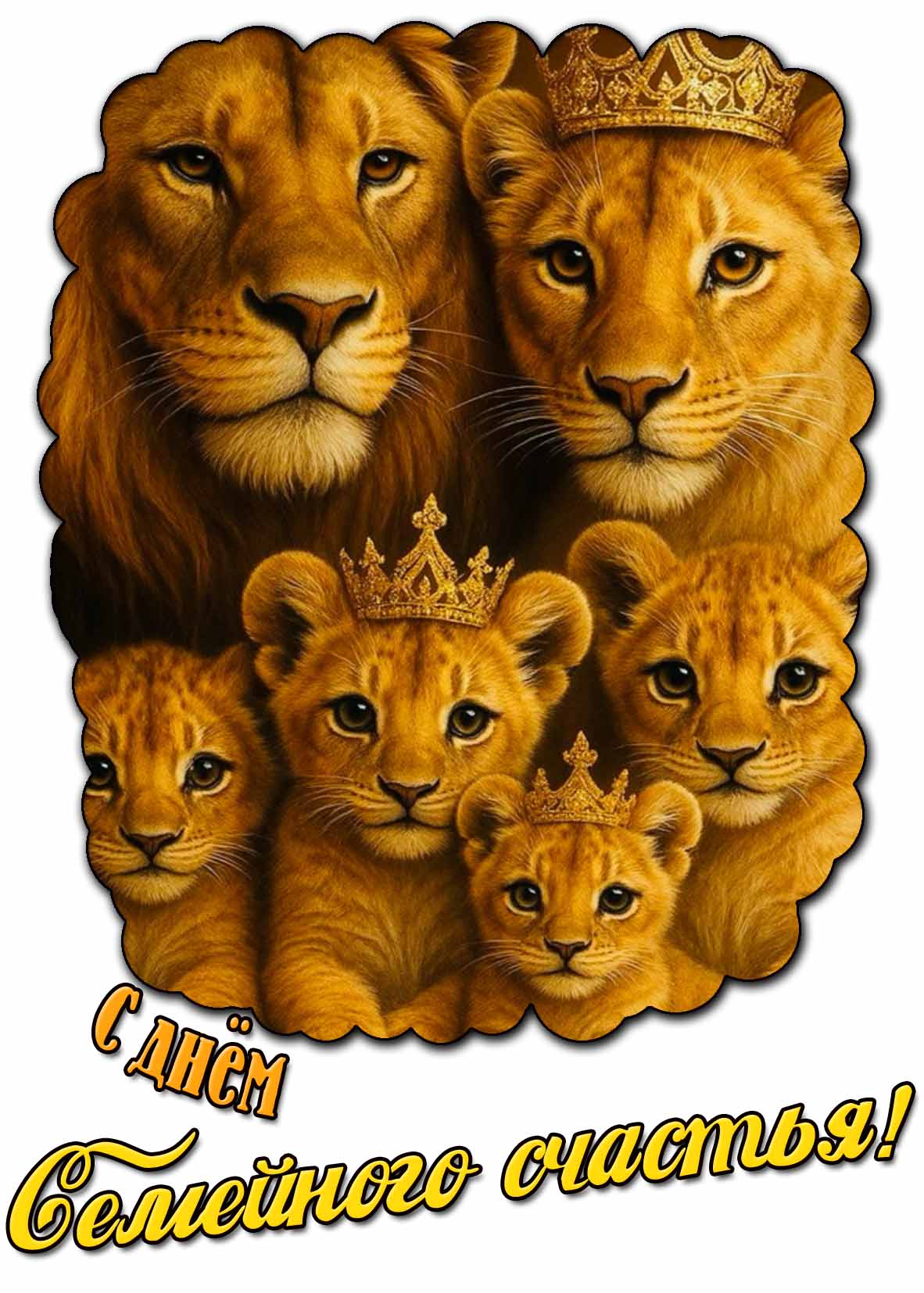 С днём семейного счастья! - картинка со львами