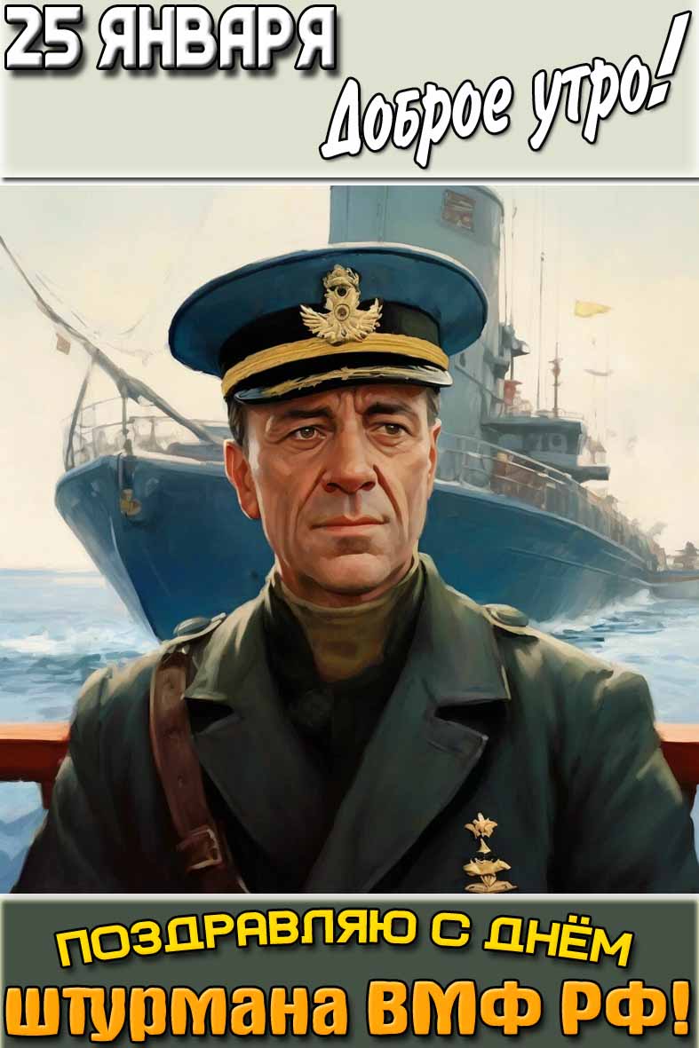 Открытка "25 января доброе утро! Поздравляю с днём штурмана ВМФ РФ!"