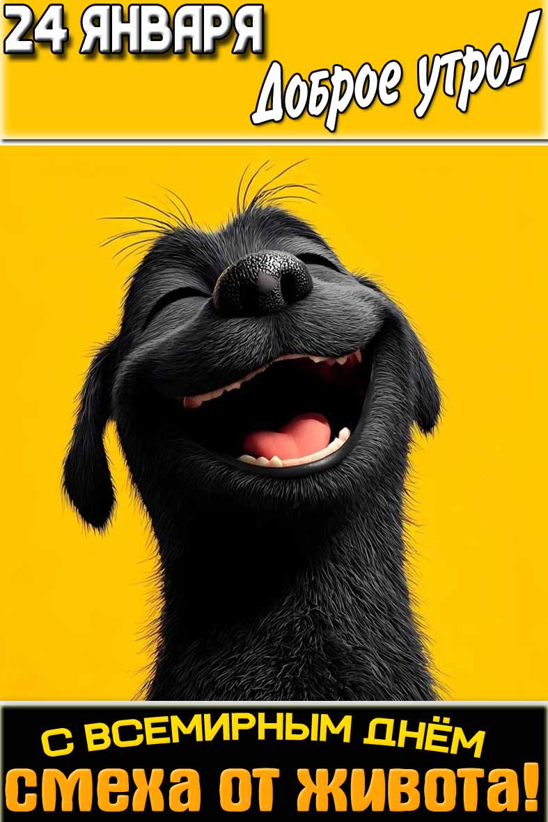 Картинка "24 января доброе утро! С Всемирным днём смеха от живота!"