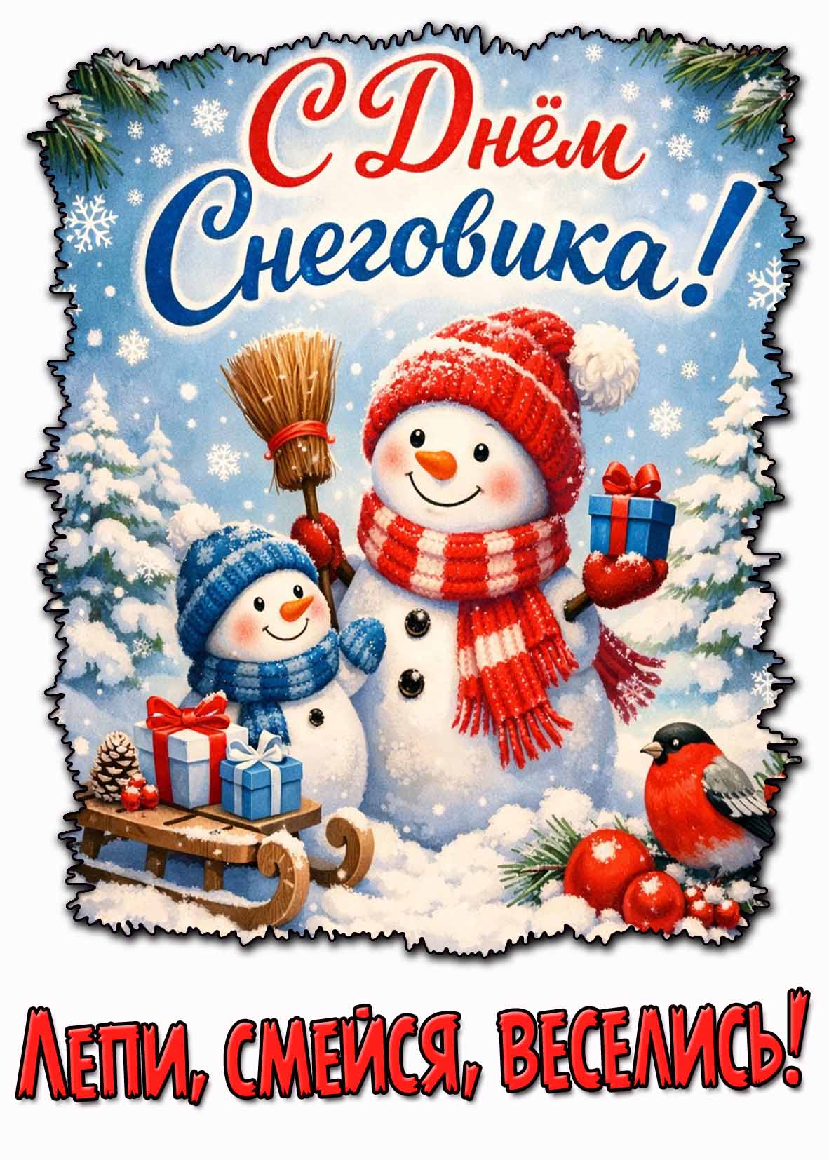 Картинка "С днём снеговика! Лепи, смейся, веселись!"