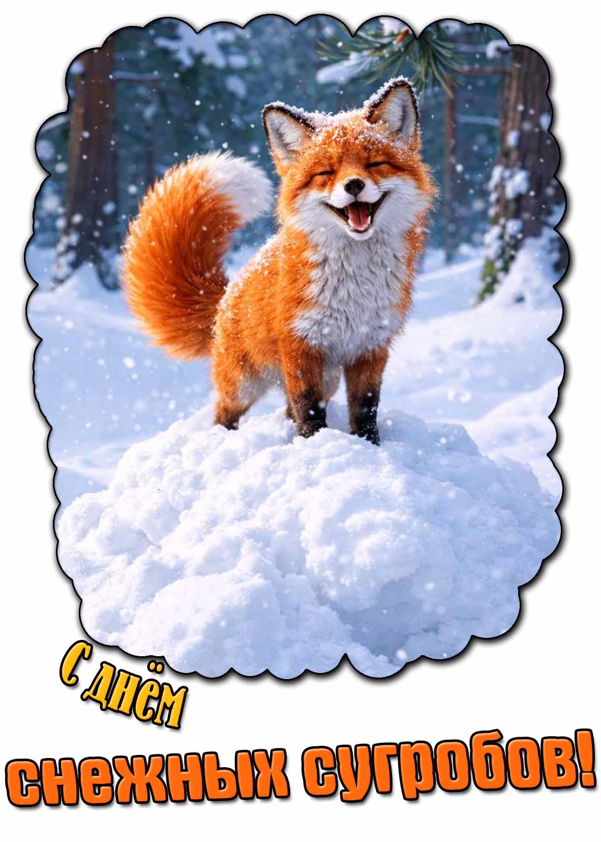 Картинка на день снежных сугробов с лисичкой