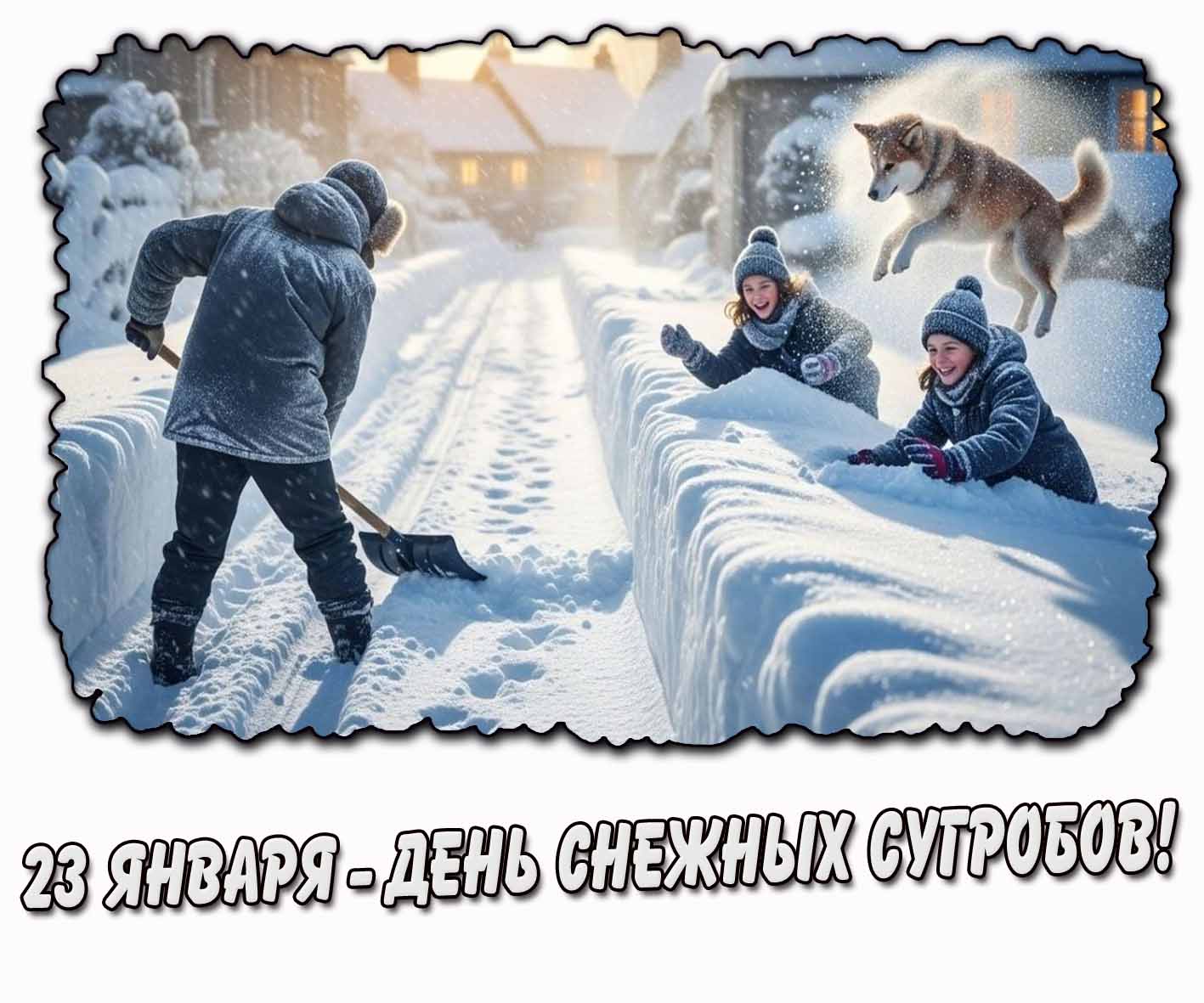Открытка 23 января - день снежных сугробов!