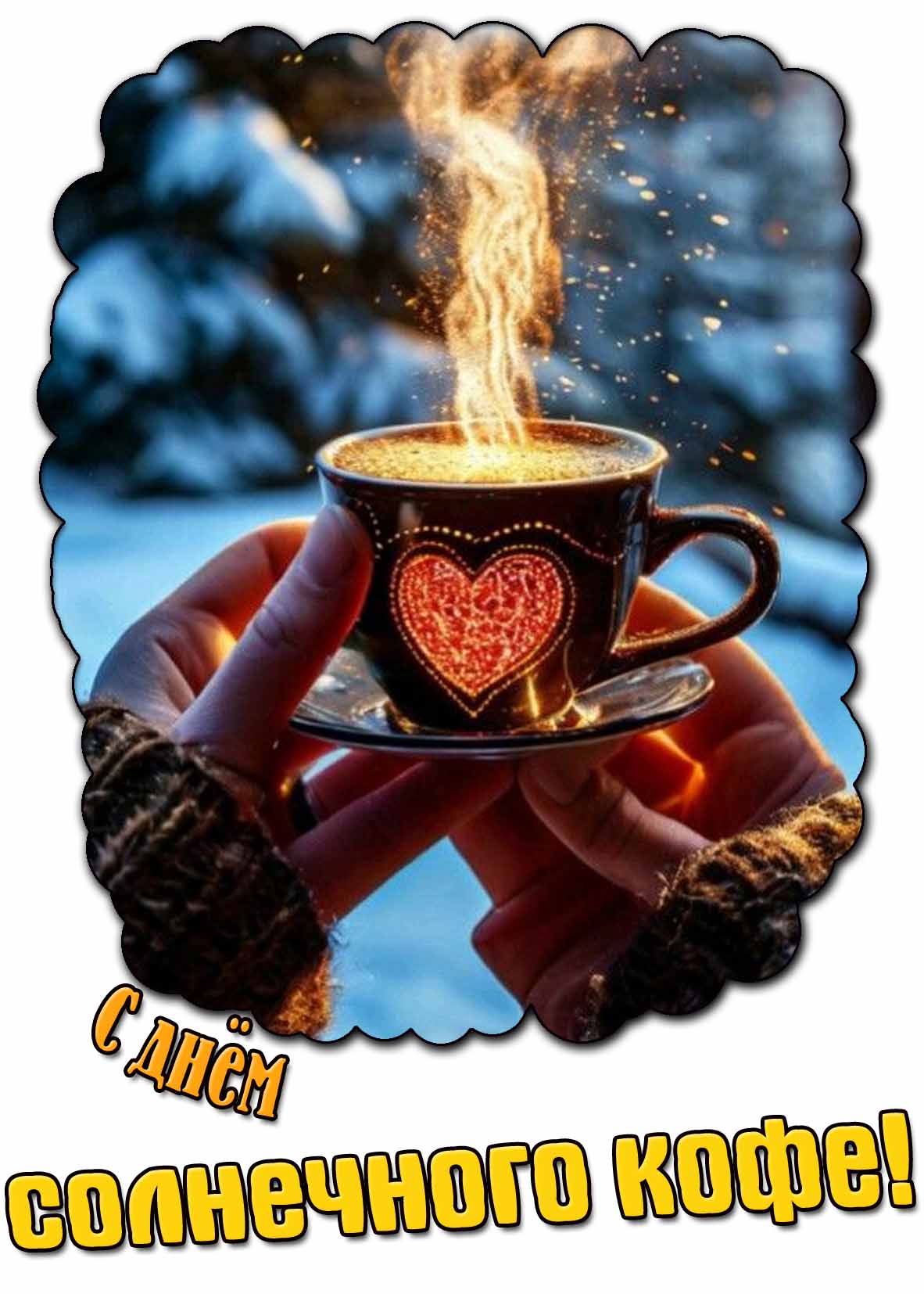 С днём солнечного кофе! - ароматная открытка