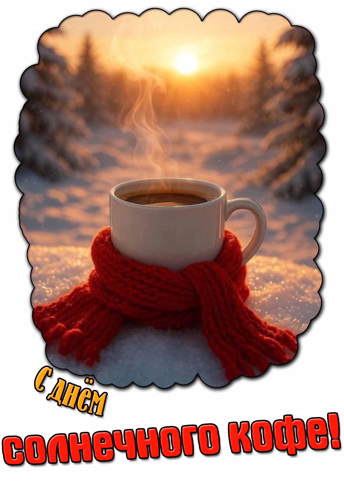 Вечерняя открытка с днём солнечного кофе