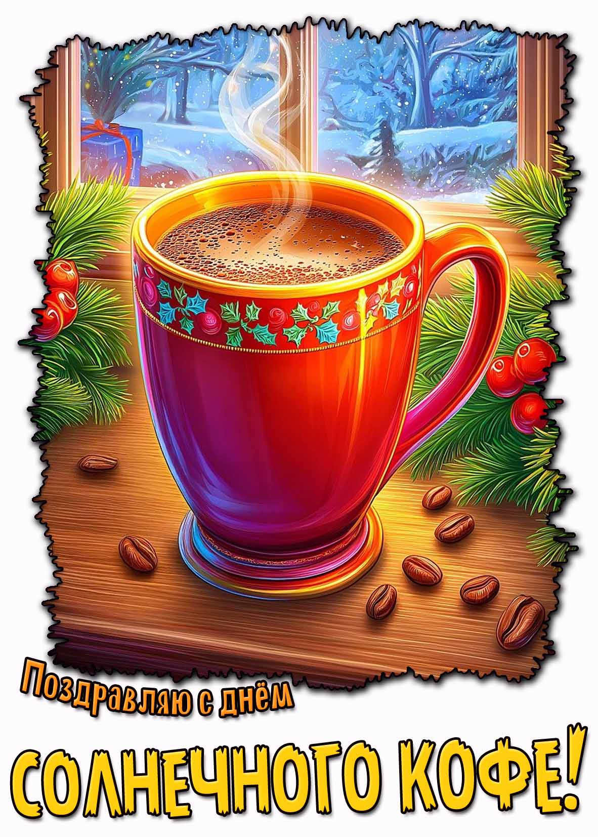 Поздравляю с днём солнечного кофе! - картинка