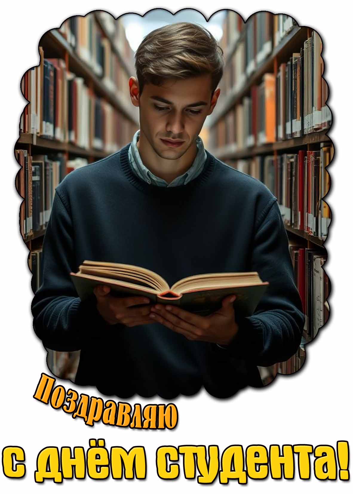 Поздравляю с днём студента! - открытка для парня