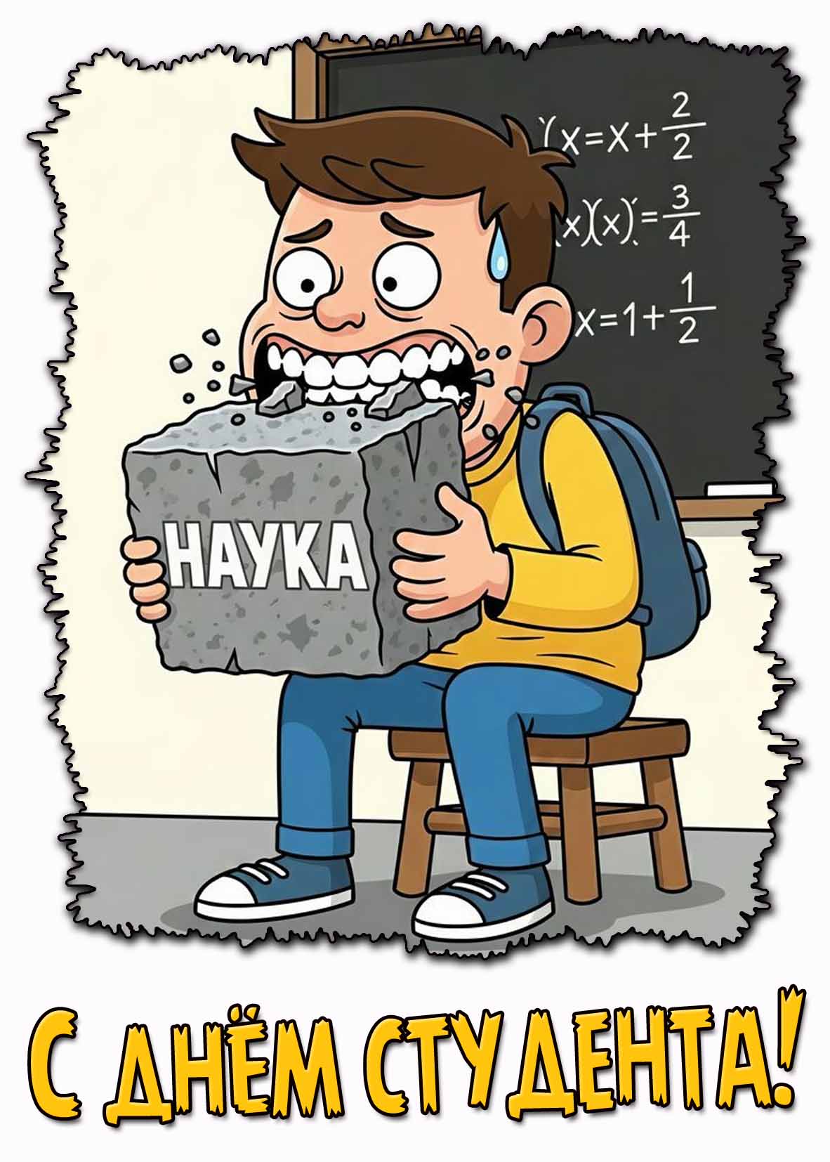 Прикольная мультяшная картинка с днём студента