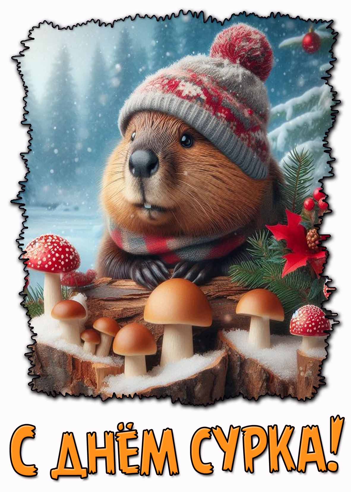 С днём сурка! - прикольная зимняя открытка